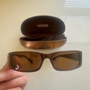Guess Brown Sunglasses with Gold Studs